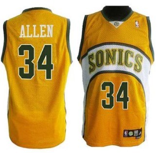 Seattle Supersonics #34 Ray Allen 1994-95 Yellow Swingman Jersey - Zenithce