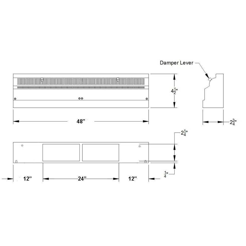 TruAire 48 in. Steel Baseboard Diffuser Supply - Zenithce