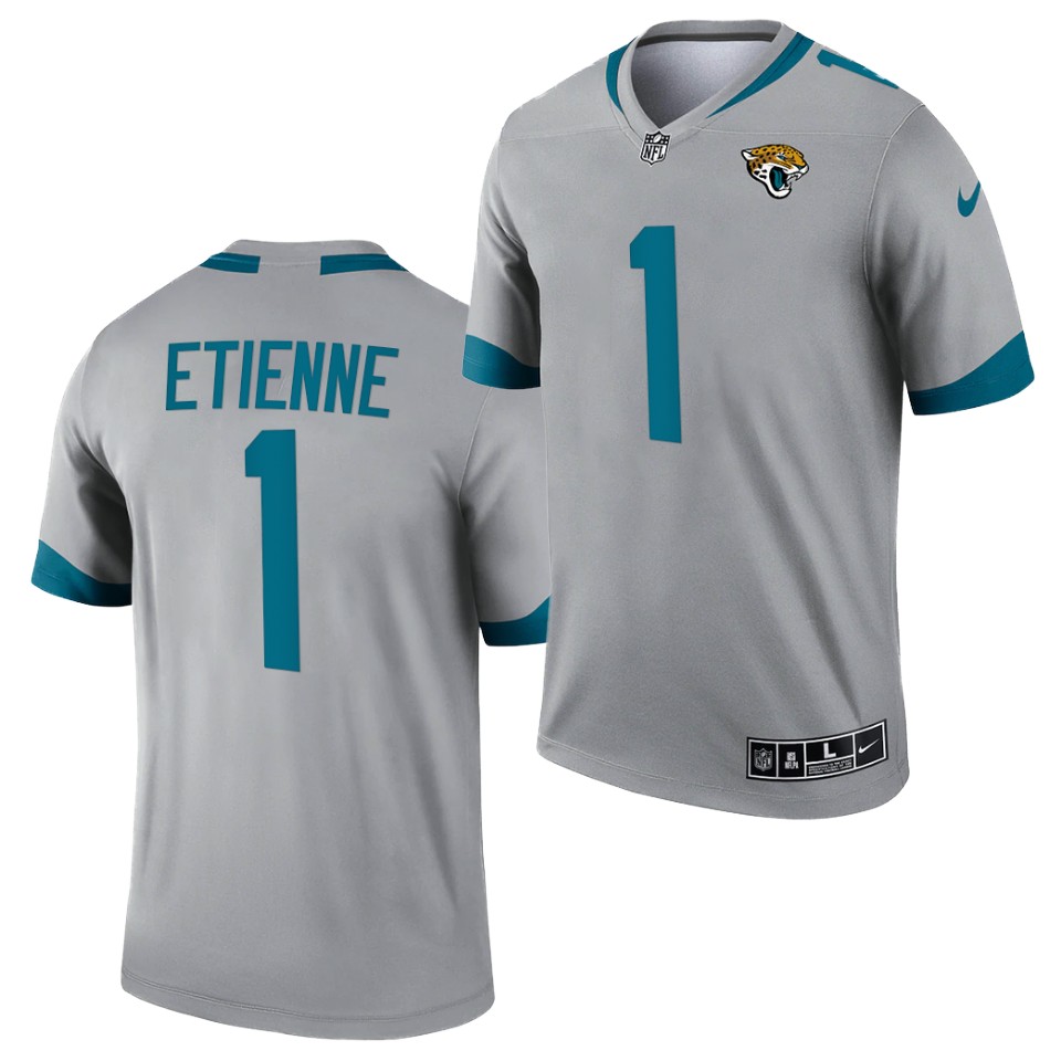 Jacksonville Jaguars #1 Travis Etienne JR Silver 2021 Inverted Legend Stitched Jersey - Zenithce