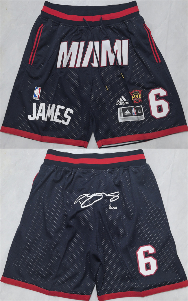 Miami Heat #6 LeBron James Black Shorts (Run Small) - Zenithce