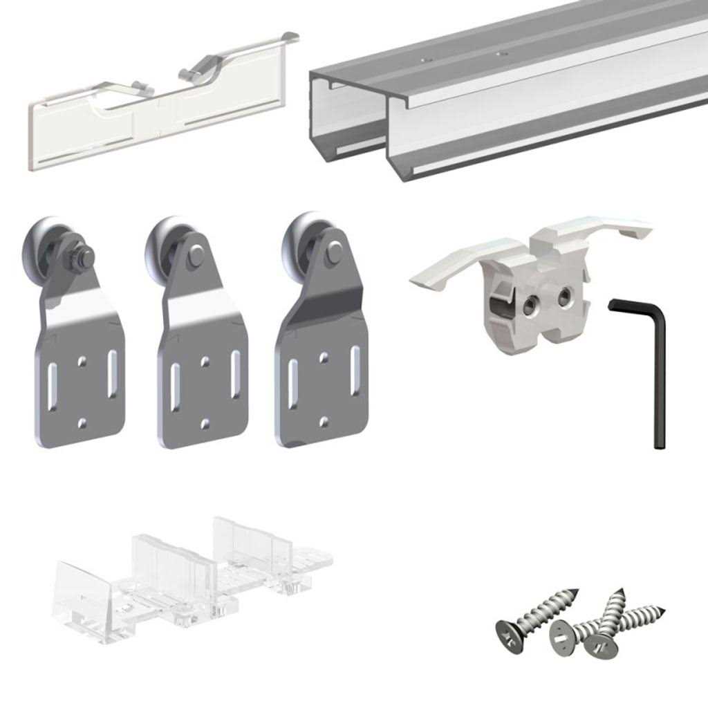 Sliding Cabinet Door Hardware Kit Tracks For 2 Bypass Cabinet Doors Up To 13lbs - Zenithce