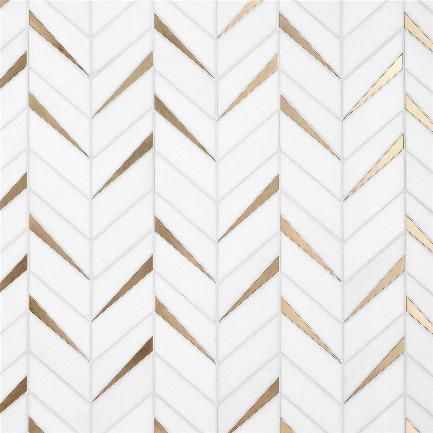 Ivy Hill Tile Love Lane 13.3 in. x 10.82 in. Polished Marble and Brass Wall Mosaic Tile - Zenithce