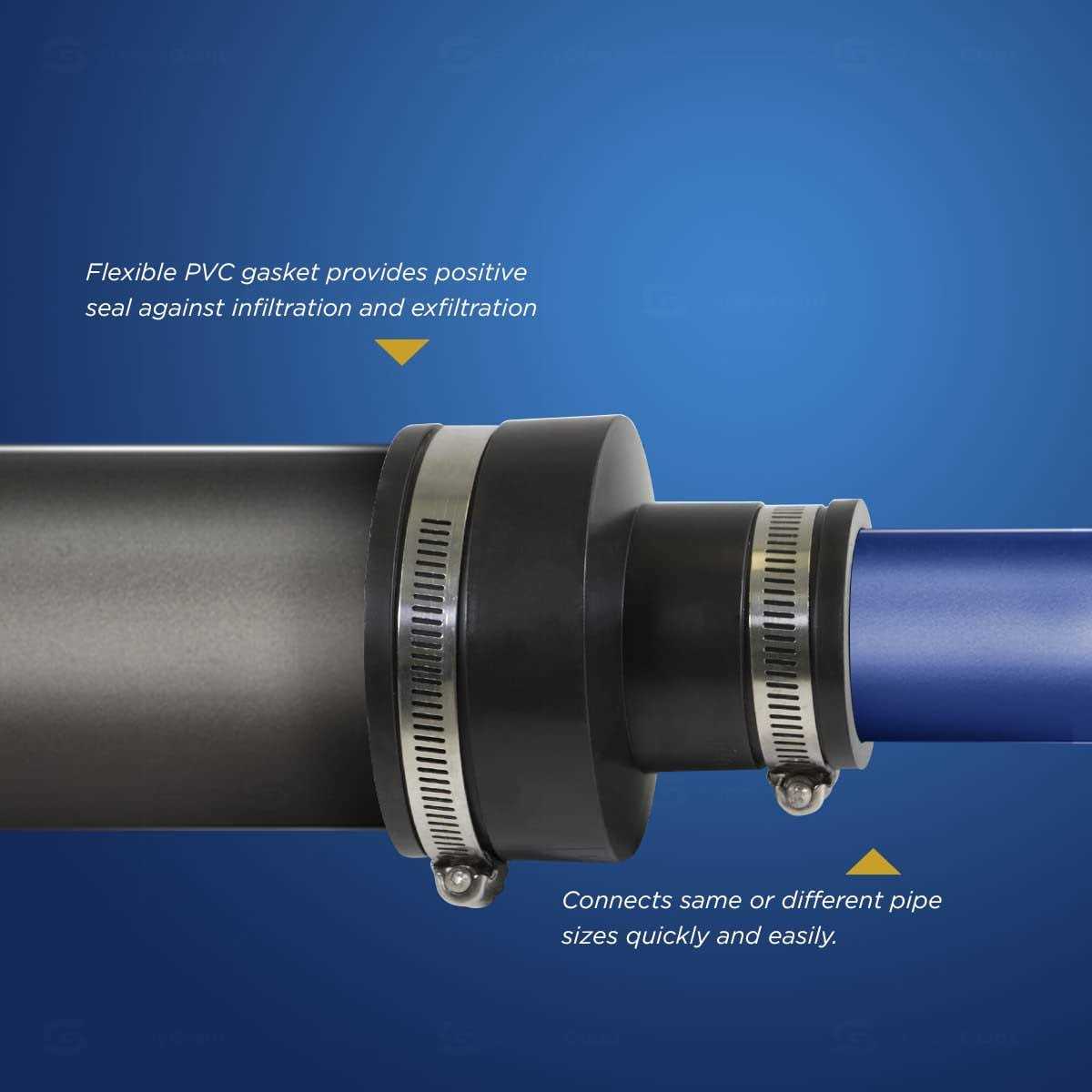 Supply Giant 6I52 Flexible PVC Reducing Coupling with Stainless Steel Clamps - Zenithce