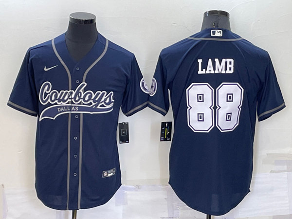 Dallas Cowboys #88 CeeDee Lamb Navy Cool Base Stitched Baseball Jersey - Zenithce