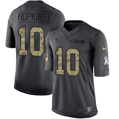 Texans #10 DeAndre Hopkins Black Stitched Limited 2016 Salute To Service Nike Jersey - Zenithce