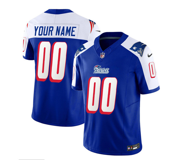 New England Patriots Custom Blue White 2023 F.U.S.E. Throwback Limited Stitched Jersey - Zenithce