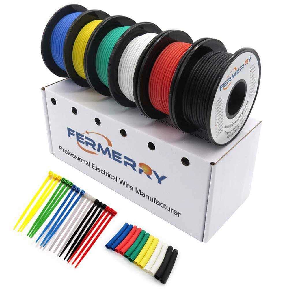 Gauge Wire Electrical Silicone Stranded Wire Kit 6 Colors awg Hook up Tinned Copper from Fermerry - Zenithce