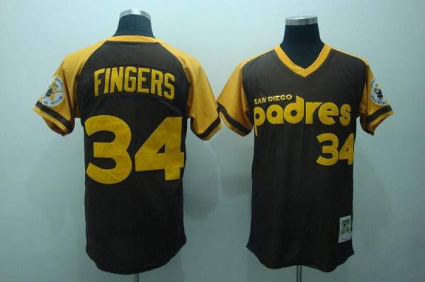 Mitchell And Ness Padres #34 Rollie Fingers Stitched Coffee Throwback Jersey - Zenithce