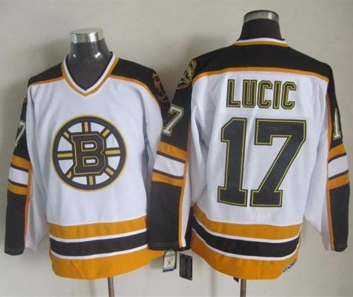 Bruins #17 Milan Lucic White Black CCM Throwback Stitched Jersey - Zenithce