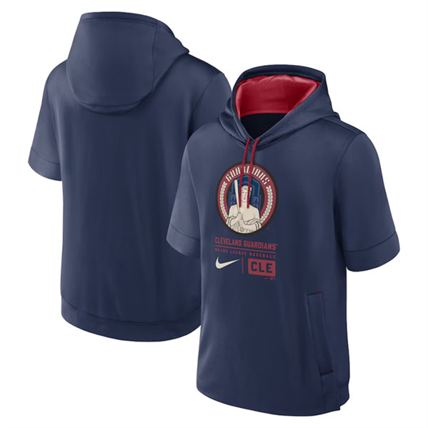 Cleveland Guardians Navy City Connect Short Sleeve Pullover Hoodie - Zenithce