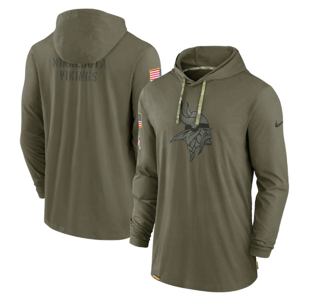 Minnesota Vikings 2022 Olive Salute To Service Tonal Pullover Hoodie - Zenithce