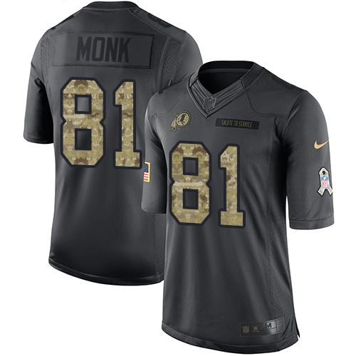 Redskins #81 Art Monk Black Stitched Limited 2016 Salute To Service Nike Jersey - Zenithce