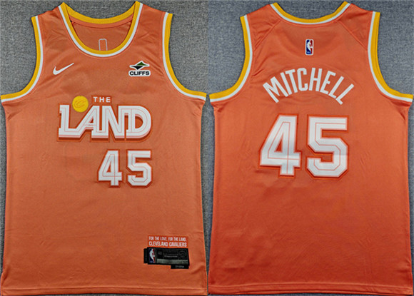 Cleveland Cavaliers #45 Donovan Mitchell Orange 2025 City Edition Stitched Jersey - Zenithce