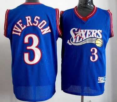 Philadelphia 76ers #3 Allen Iverson Blue Swingman Throwback Jersey - Zenithce