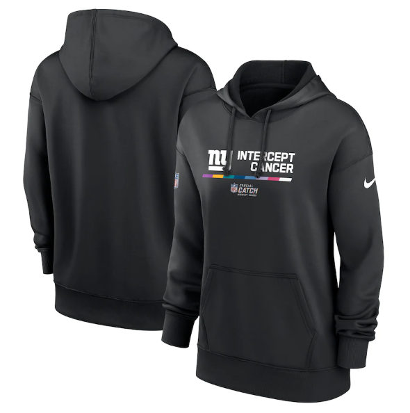 Women's New York Giants 2022 Black NFL Crucial Catch Therma Performance Pullover Hoodie(Run Small) - Zenithce