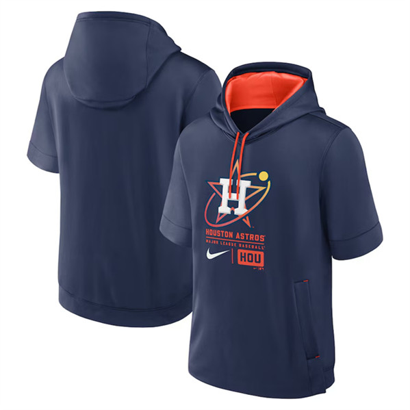 Houston Astros Navy City Connect Short Sleeve Pullover Hoodie - Zenithce