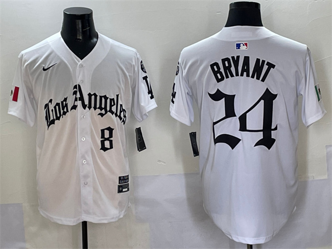 Los Angeles Dodgers Front #8 Back #24 Kobe Bryant White Mexico 2025 LA Gothic Style With Fernando Patch Vapor Premier Limited Stitched Jersey - Zenithce
