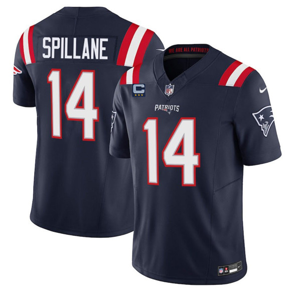 New England Patriots #14 Robert Spillane Navy 2025 F.U.S.E. With 3-Star C Patch Vapor Limited Stitched Jersey - Zenithce