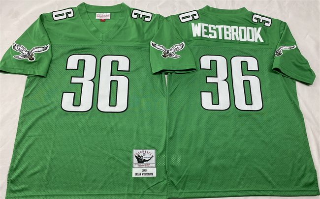 Philadelphia Eagles #36 Brian Westbrook Kelly Green Throwback Stitched Football Jersey - Zenithce