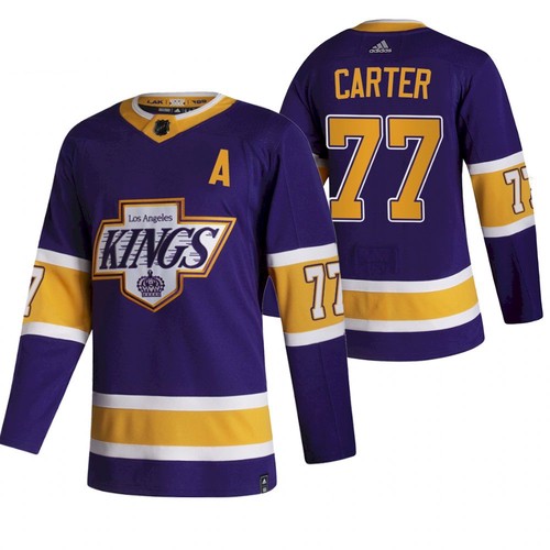 Los Angeles Kings #77 Jeff Carter Purple 2020-21 Reverse Retro Stitched Jersey - Zenithce