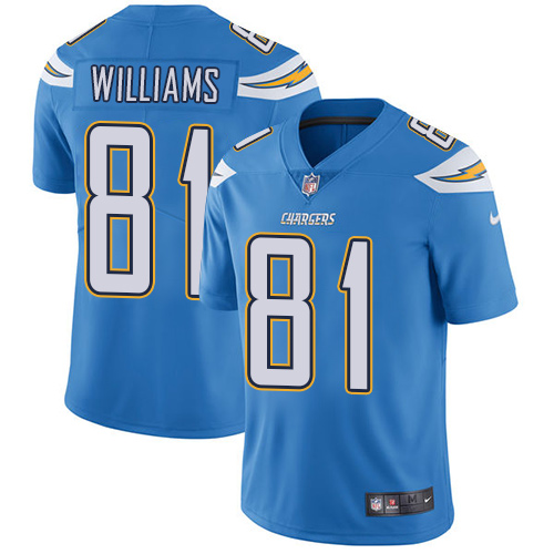 Los Angeles Chargers #81 Mike Williams Electric Blue Vapor Untouchable Limited Stitched Jersey - Zenithce