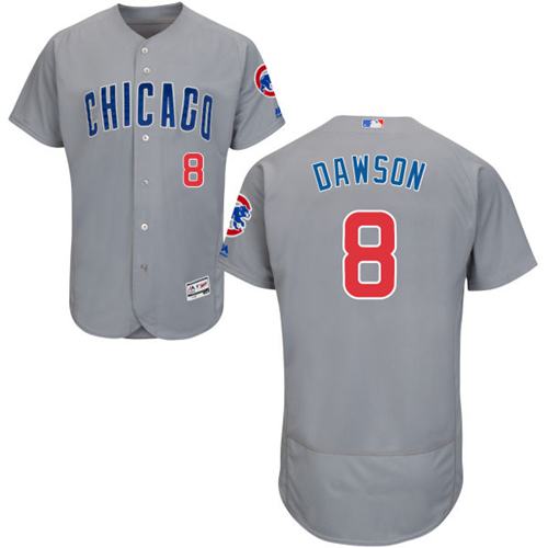 Cubs #8 Andre Dawson Grey Flexbase Authentic Collection Road Stitched Jersey - Zenithce