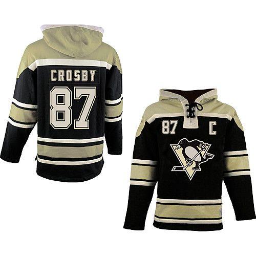 Penguins #87 Sidney Crosby Black Sawyer Hooded Sweatshirt Stitched Jersey - Zenithce