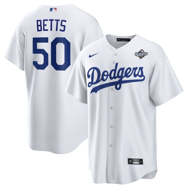 Los Angeles Dodgers #50 Mookie Betts White 2025 World Series Home Cool Base Stitched Jersey - Zenithce