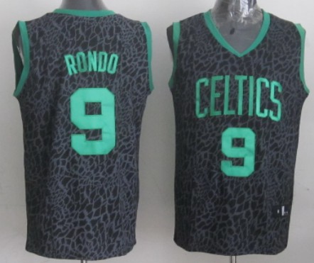 Boston Celtics #9 Rajon Rondo Black Leopard Print Fashion Jersey - Zenithce