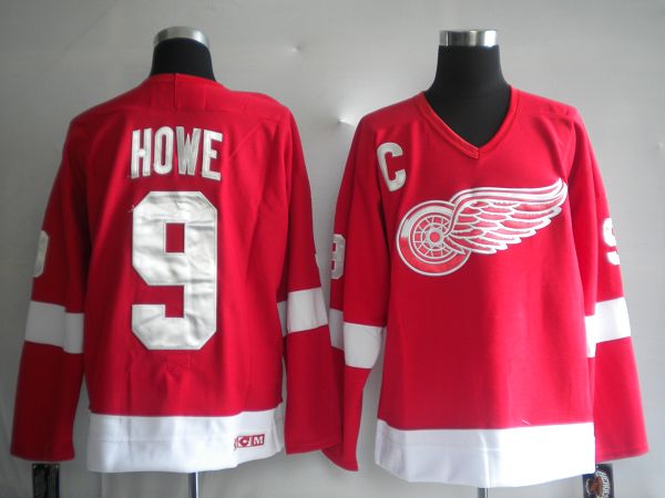 Red Wings #9 Gordie Howe Red CCM Stitched Jersey - Zenithce