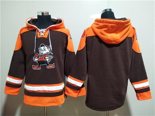 Cleveland Browns Blank Brown Lace-Up Pullover Hoodie - Zenithce