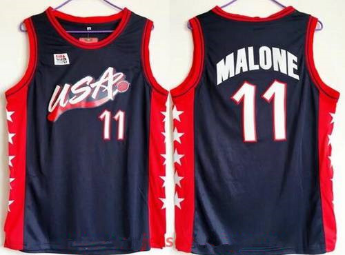 1996 Olympics Team USA #11 Karl Malone Navy Blue Stitched Swingman Jersey - Zenithce