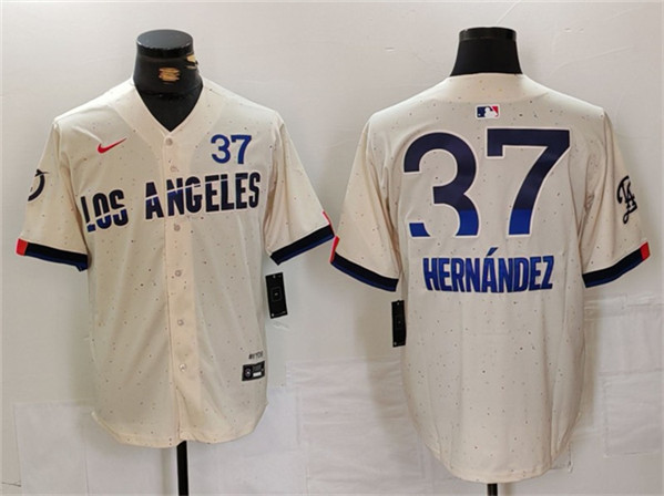 Los Angeles Dodgers #37 Teoscar Hernández Cream 2024 City Connect Limited Stitched Jersey - Zenithce