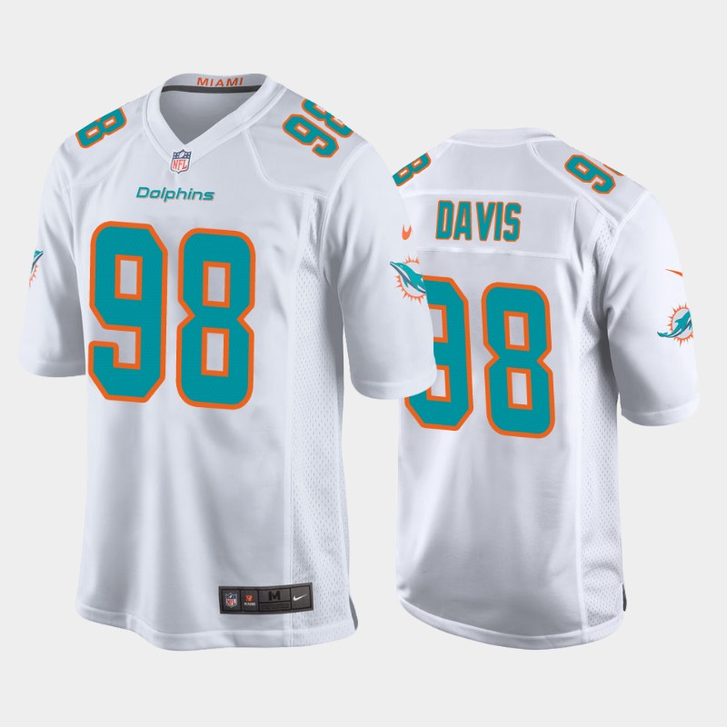 Miami Dolphins # #98 Raekwon Davis White 2020 Aqua Stitched Jersey - Zenithce