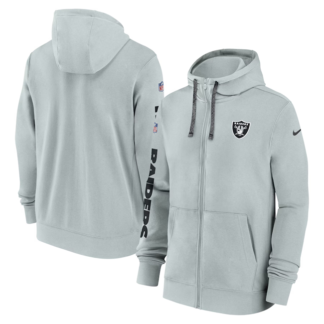 Las Vegas Raiders Gray 2024 Team Full-Zip Hoodie - Zenithce