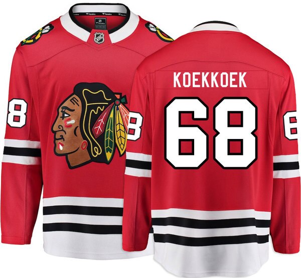Chicago Blackhawks #68 Slater Koekkoek Red Stitched Jersey - Zenithce