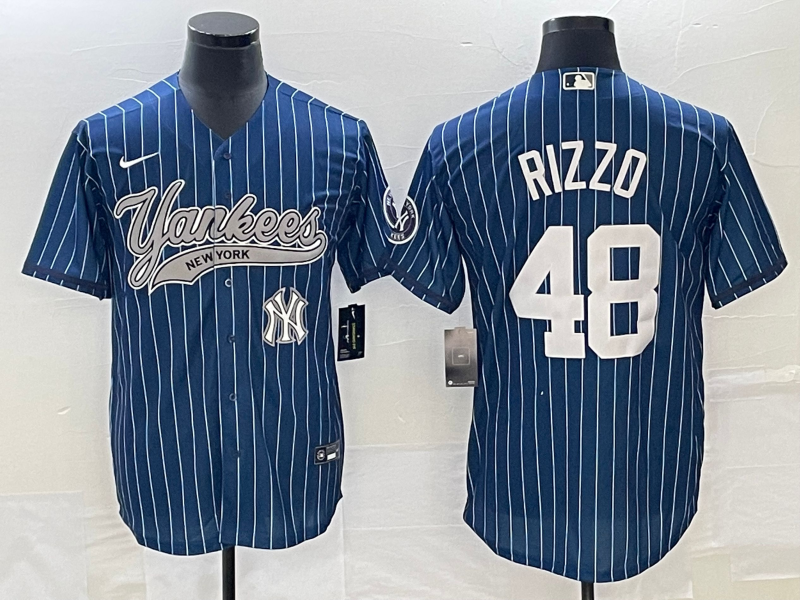 New York Yankees #48 Anthony Rizzo Navy With Patch Cool Base Stitched Jersey - Zenithce