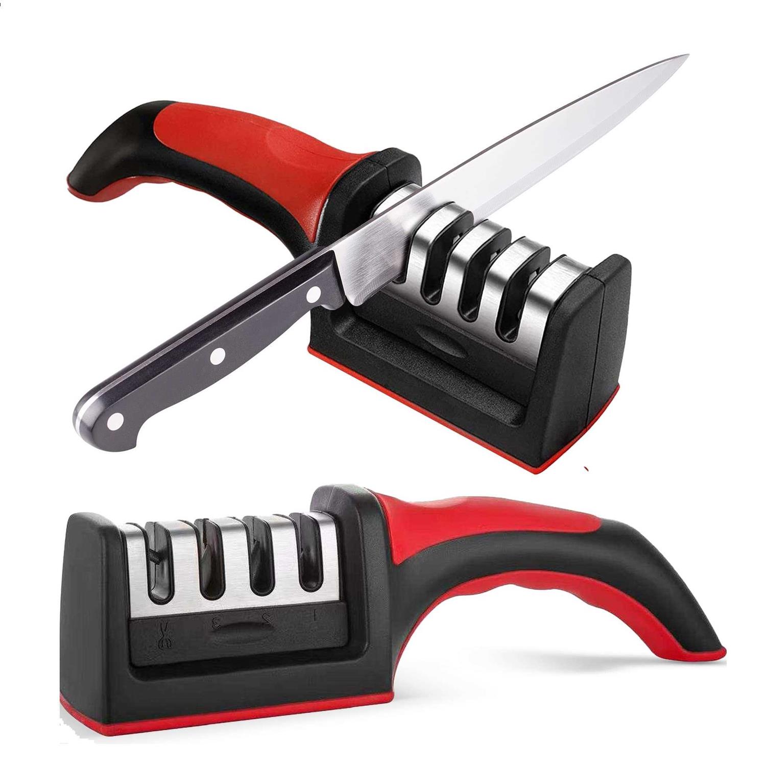 Knife Sharpeners Best 4 in 1 Manual Kitchen Knives Scissor Sharpener - Zenithce