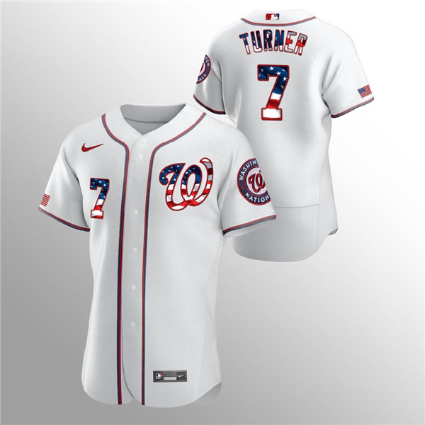 Washington Nationals White #7 Trea Turner 2020 Stars Stripes Flex Base Stitched Jersey - Zenithce