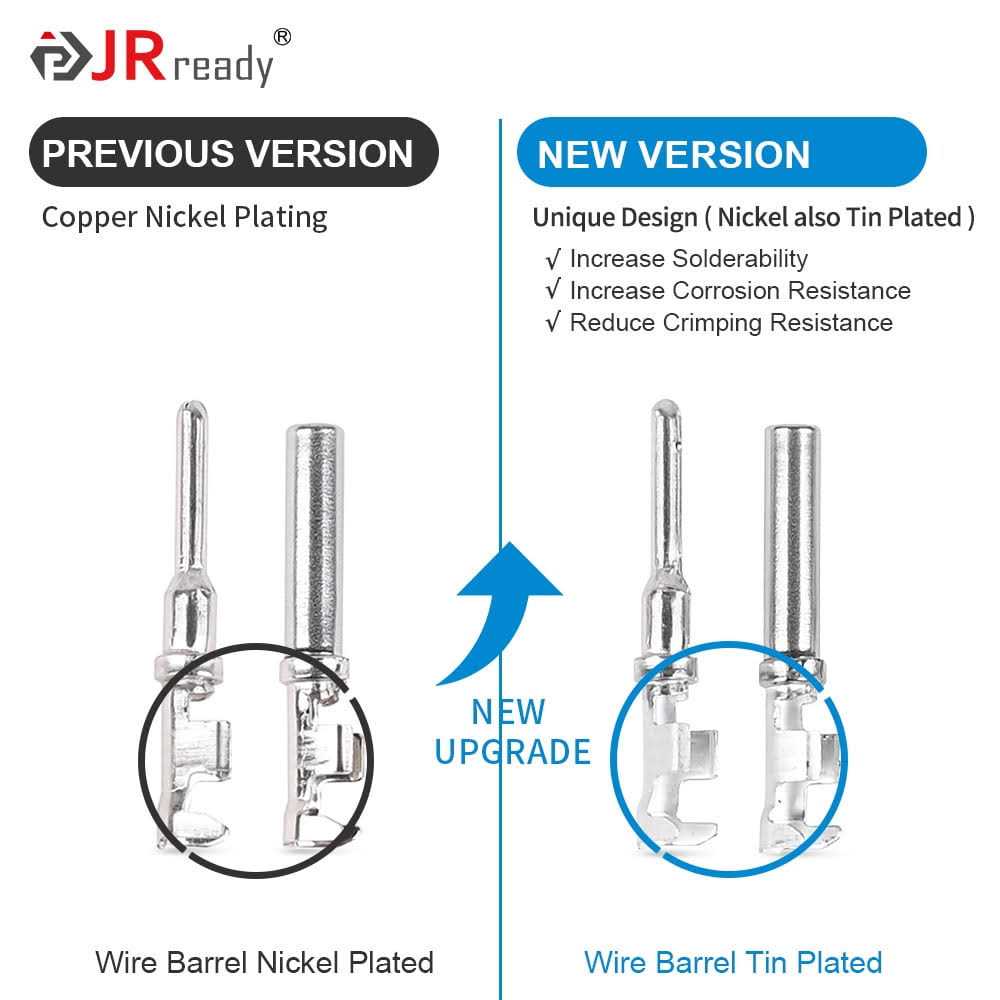 JRready ST6254 DTP Connector Terminal Kit Contact Size 12 Male Pins 1060-12-0122/Female Sockets 1062-12-0122 Open Barrel Style Contacts Wire Gauge - Zenithce