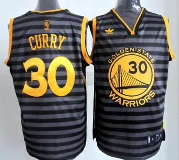 Golden State Warriors #30 Stephen Curry Gray With Black Pinstripe Jersey - Zenithce