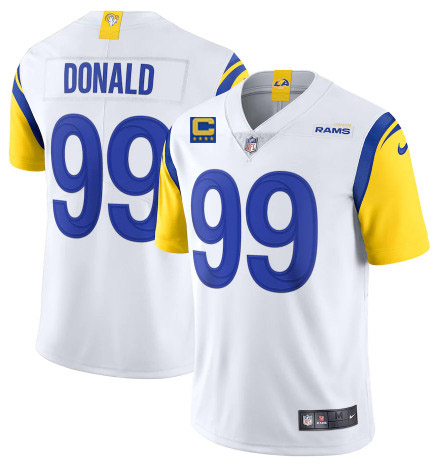 Los Angeles Rams 2022 #99 Aaron Donald White With 4-Star C Patch Stitched Jersey - Zenithce