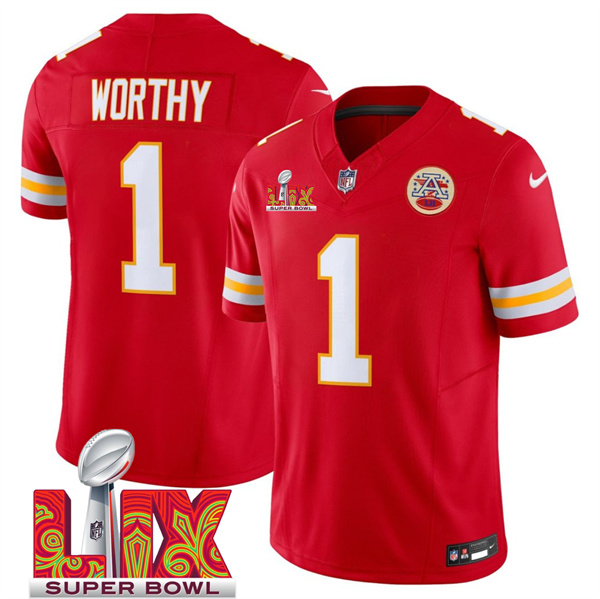 Kansas City Chiefs #1 Xavier Worthy Red 2025 F.U.S.E. Super Bowl LIX Patch Vapor Untouchable Limited Stitched Jersey - Zenithce