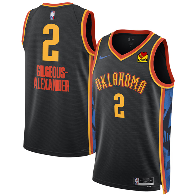 Oklahoma City Thunder #2 Shai Gilgeous-Alexander Black 2024-25 City Edition Stitched Jersey - Zenithce