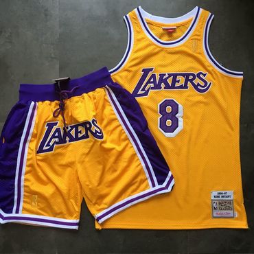 Lakers 8 Kobe Bryant Yellow 1996-97 Hardwood Classics Jersey(With Shorts) - Zenithce