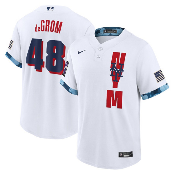 New York Mets #48 Jacob DeGrom 2021 White All-Star Cool Base Stitched Jersey - Zenithce