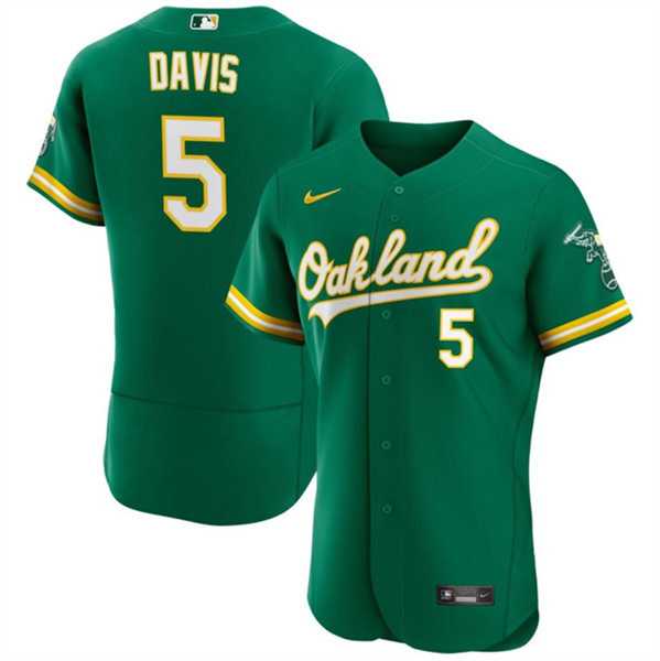 Oakland Athletics #5 J.D. Davis Green Flex Base Stitched Jersey - Zenithce