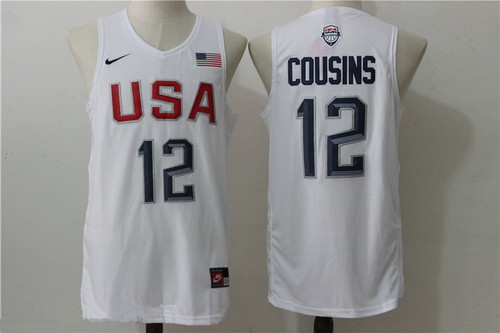 2016 Olympics Team USA #12 DeMarcus Cousins White Stitched Swingman Jersey - Zenithce