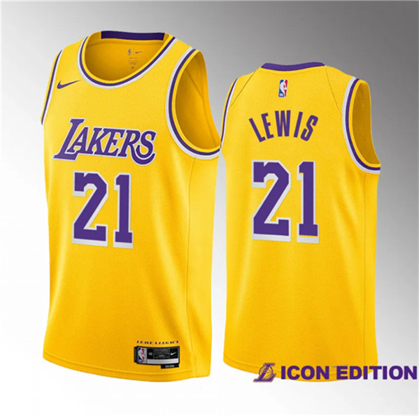 Los Angeles Lakers #21 Maxwell Lewis Yellow 2023 Draft Icon Edition Stitched Jersey - Zenithce