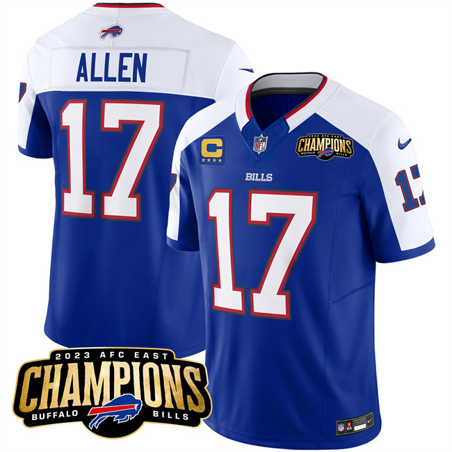 Buffalo Bills #17 Josh Allen Blue White 2023 F.U.S.E. AFC East Champions With 4-Star C Ptach Stitched Jersey - Zenithce